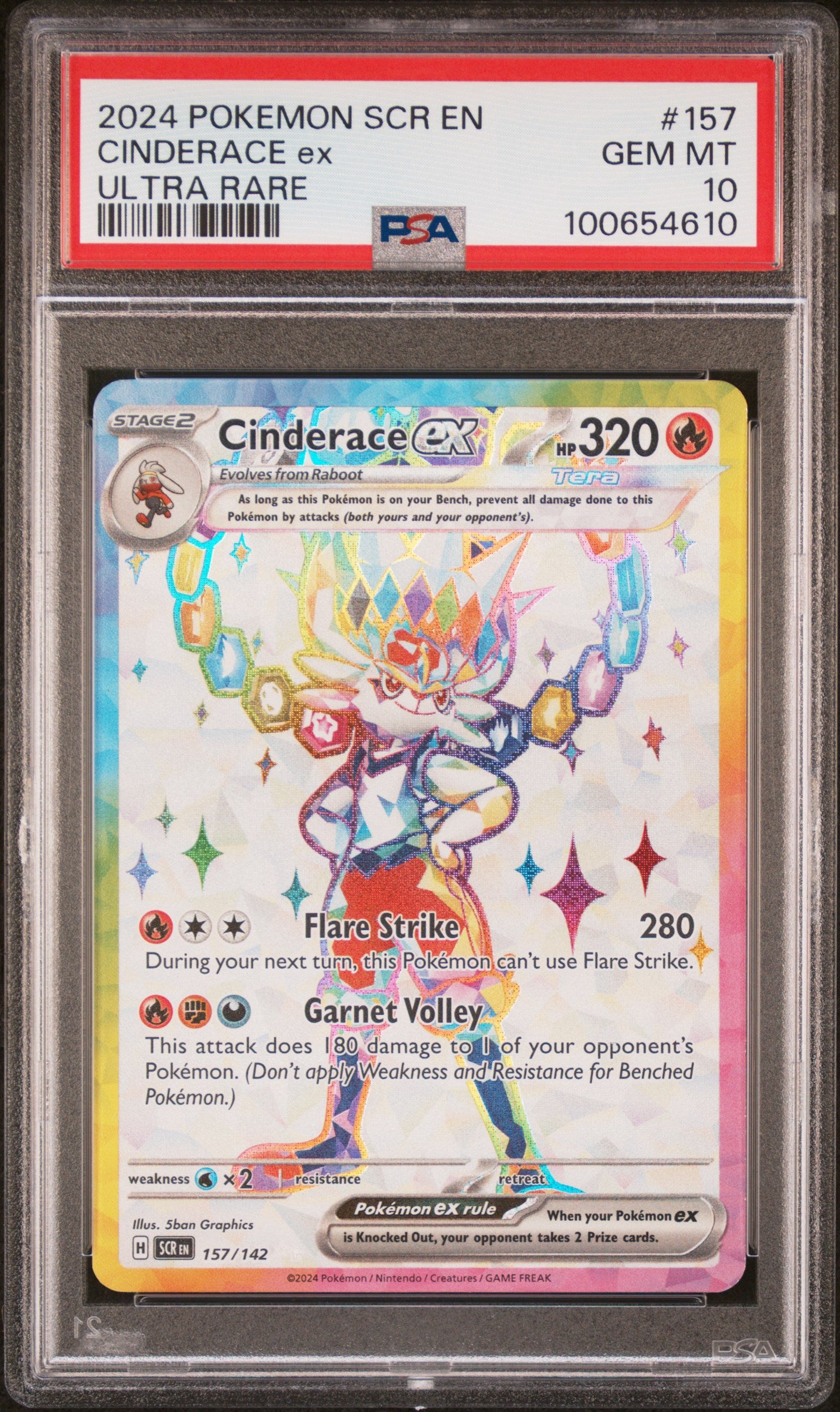 PSA 10 - Cinderace ex #157/142 SV Stellar Crown - Pokemon
