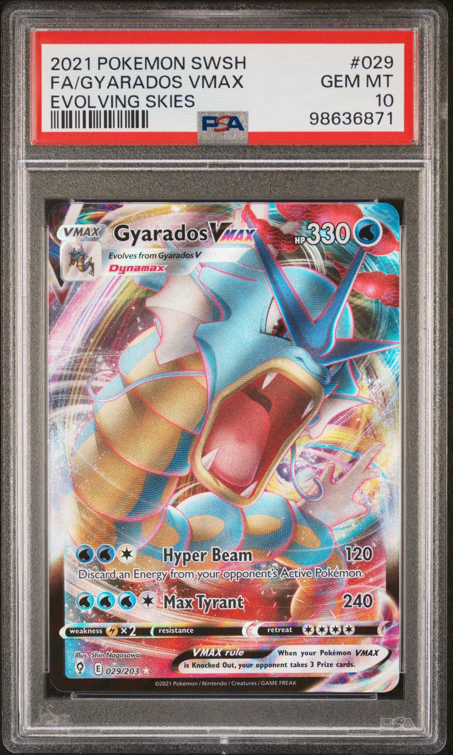 PSA 10 - Gyarados VMAX #029/203 SWSH Evolving Skies - Pokémon