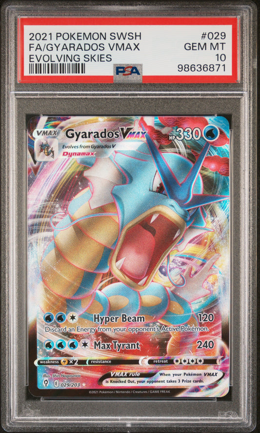 PSA 10 - Gyarados VMAX #029/203 SWSH Evolving Skies - Pokémon